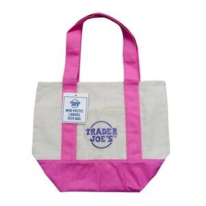 Trader Joe’s Canvas Mini Pastel Tote Bag Spring 2026 Limited Edition Pockets